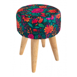 Tabouret rond tissu imprimé motif Carmen - Bibop et Lula