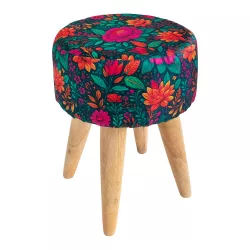 Tabouret rond tissu imprimé motif Carmen - Bibop et Lula