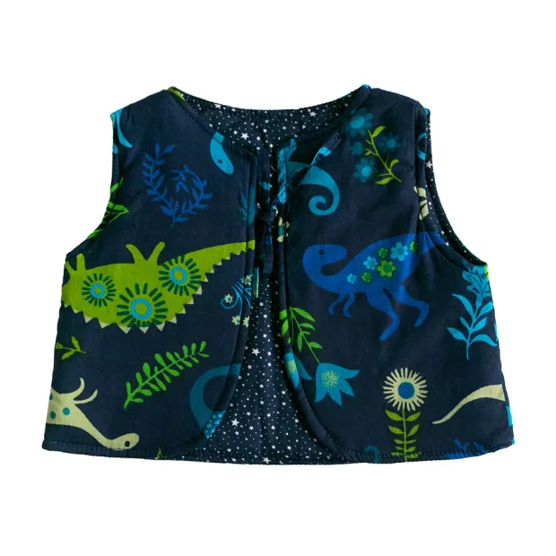 Gilet réversible bébé Dinos-bleu