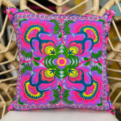 Housse de coussin brodé Lao Mauve - Bibop et Lula