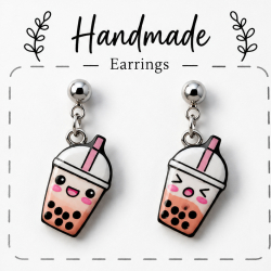 Boucles d'oreilles clous dépareillées, Bubble Tea - Bibop et Lula