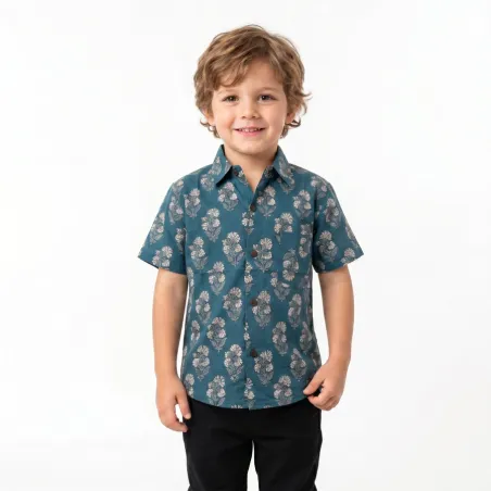 Chemise enfant manches courtes Ishan