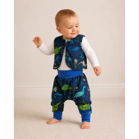 Gilet réversible bébé Dinos-bleu