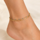 Bracelet de chevilledouble plaqué or etperle bleue - Bibop et Lula