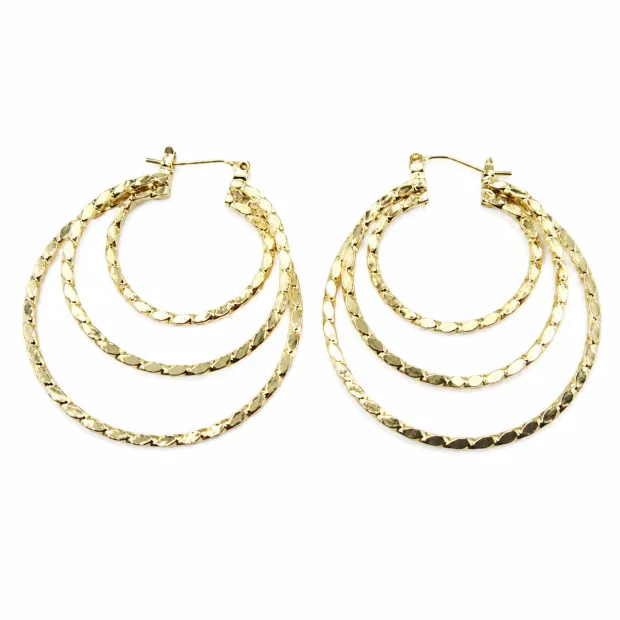 Boucles d'oreilles dormeuses " Créole triple"