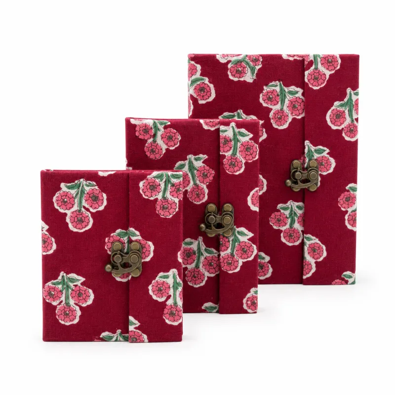 Carnets de notes tissu Cerise
