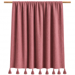 Paréo / Grande étole en double gaze de coton vieux rose - Bibop et Lula