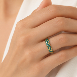 Bague dorée ajustable "Losangevert" - Bibop et Lula