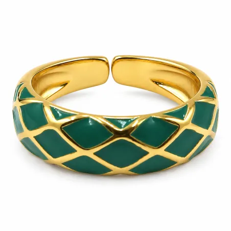 Bague dorée ajustable "Losangevert"