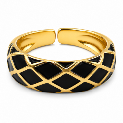 Bague dorée ajustable "LosangeNoir" - Bibop et Lula