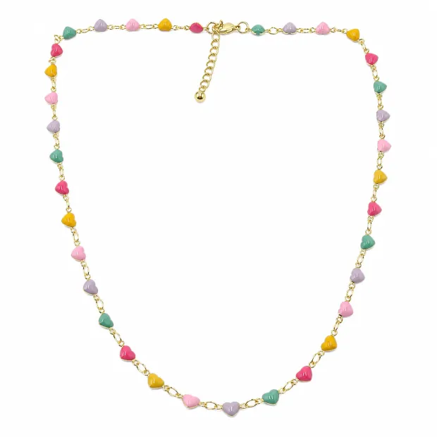 Collier doré "Coeur multicolore"