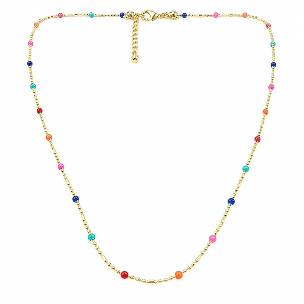 Collier doré "Bille Multicolore"