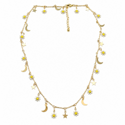 Collier doré "Lune et fleur" - Bibop et Lula
