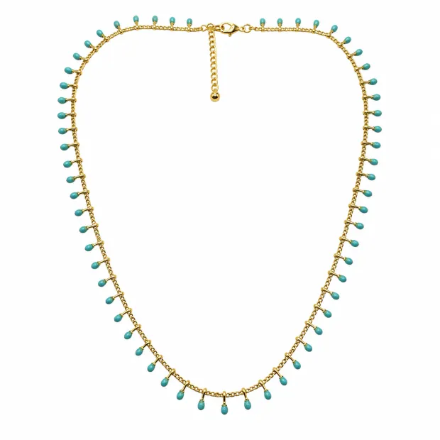 Collier doré "Cotillon bleu"