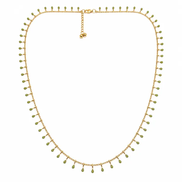 Collier doré "Cotillon vert"