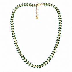 Collier doré "Feuillage vert" - Bibop et Lula