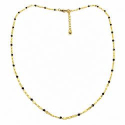 Collier doré "Chaînette perle noire" - Bibop et Lula
