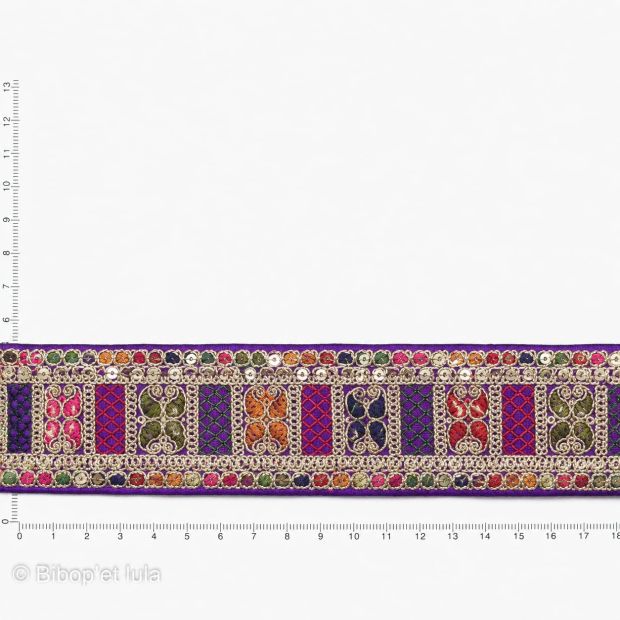 Galon ruban indien brodé Madhya violet