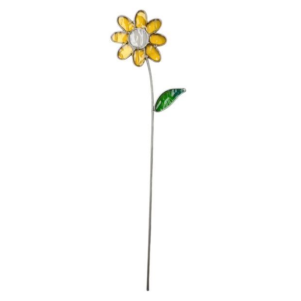 Fleur décorative en vitrail Pâquerette Jaune N°2