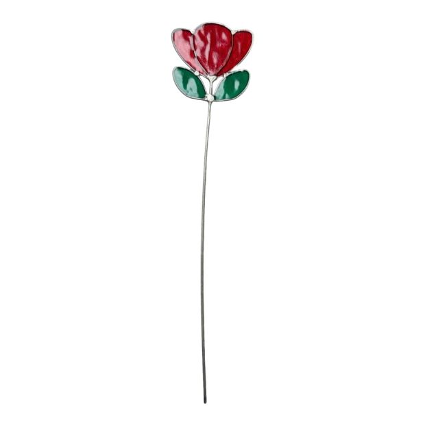 Fleur Coquelicot Rouge décoratif en vitrail