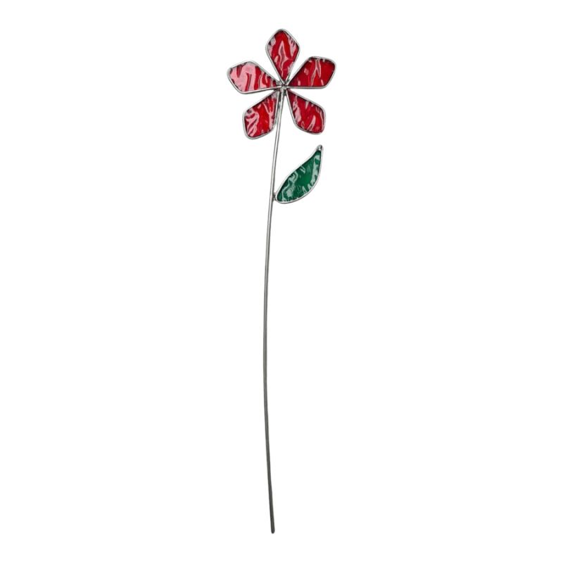 Fleur décorative en vitrail Rouge