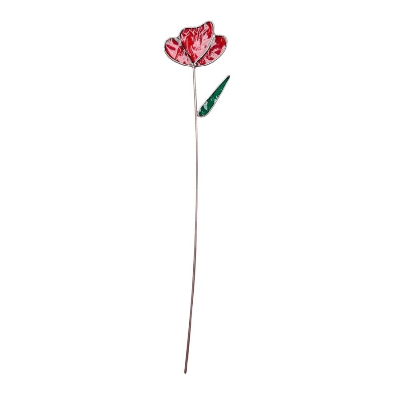 Fleur Rose rouge N°2 décorative en vitrail