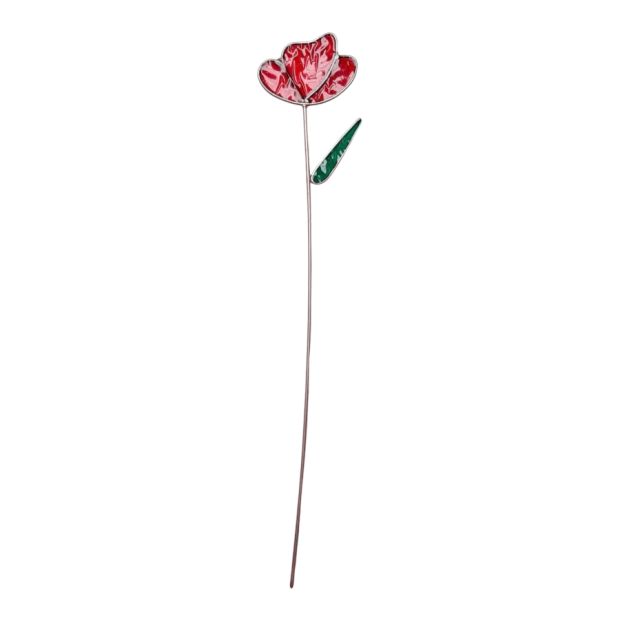 Fleur Rose rouge N°2 décorative en vitrail