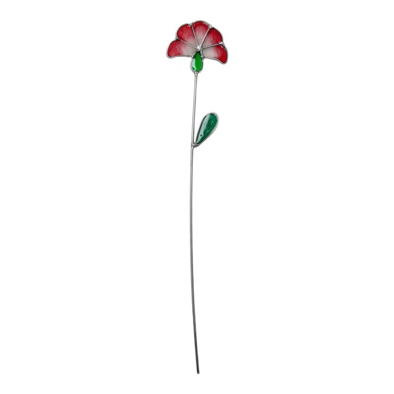 Fleur éventail rouge décorative en vitrail