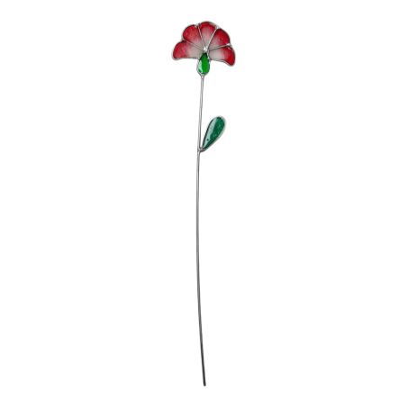 Fleur éventail rouge décorative en vitrail