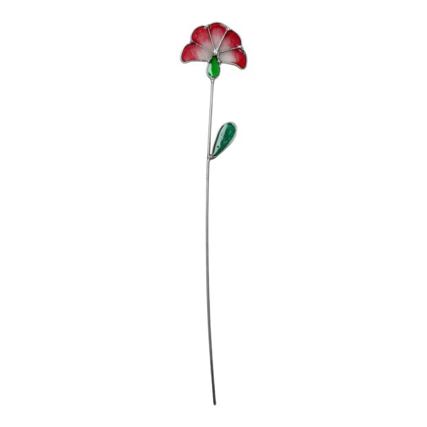 Fleur éventail rouge décorative en vitrail