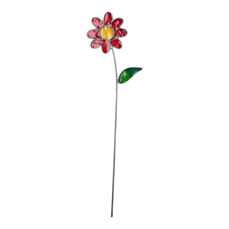 Fleur décorative en vitrail Marguerite Rouge