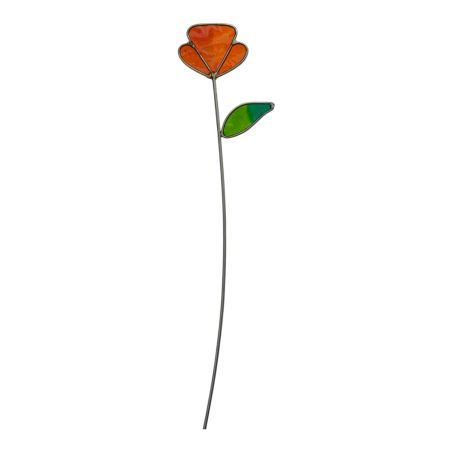 Fleur Rose orange décorative en vitrail