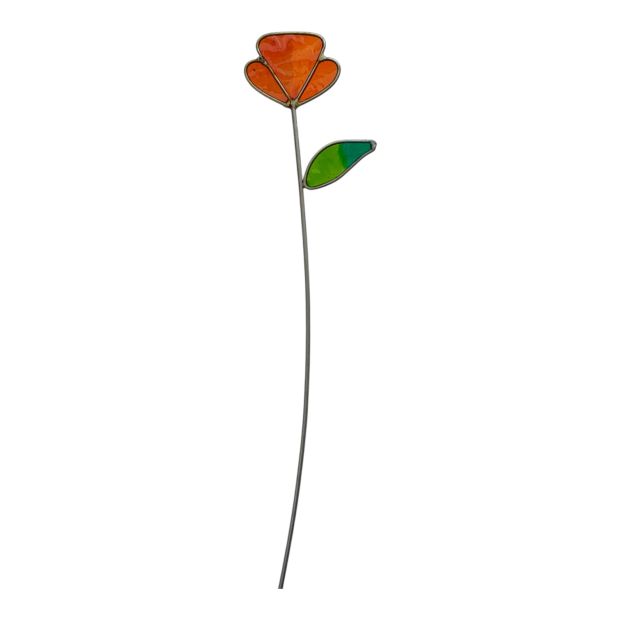 Fleur Rose orange décorative en vitrail