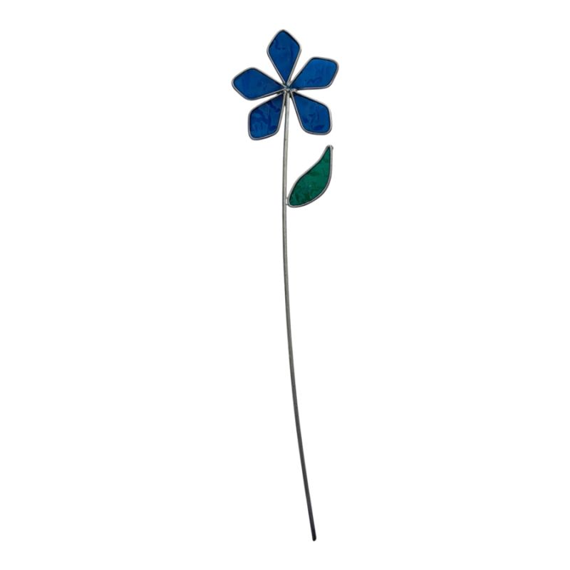 Fleur décorative en vitrail Bleu