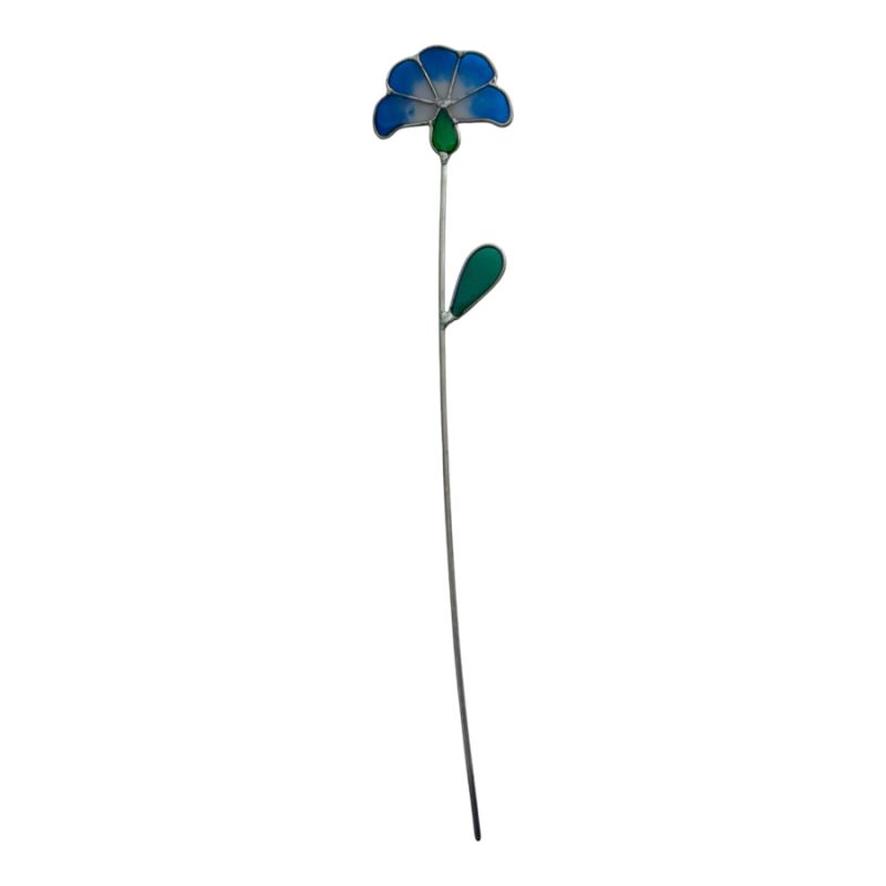 Fleur éventail bleu décorative en vitrail