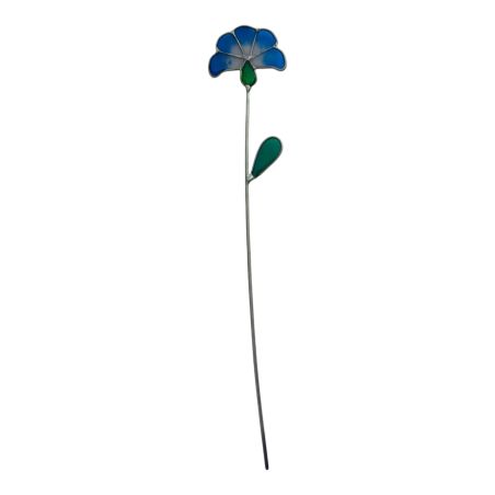 Fleur éventail bleu décorative en vitrail