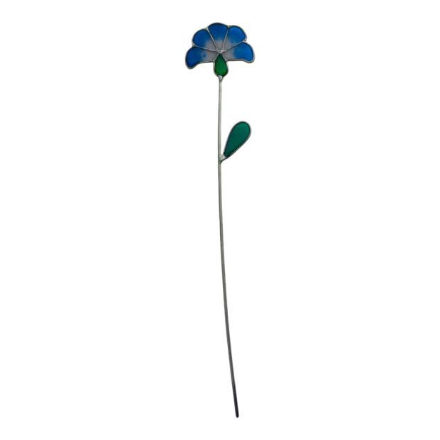 Fleur éventail bleu décorative en vitrail