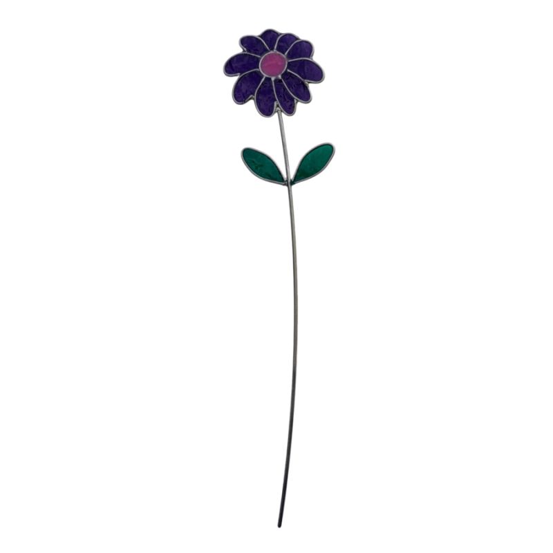 Fleur décorative en vitrail Pâquerette Violette
