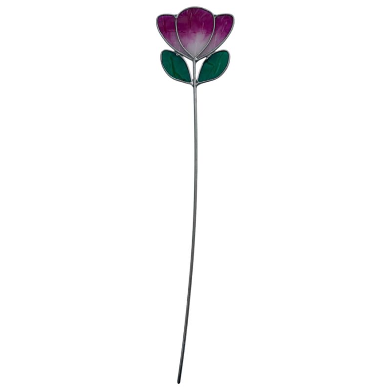 Fleur Coquelicot dégradé rose décoratif en vitrail