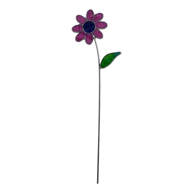 Fleur décorative en vitrail Marguerite Rose