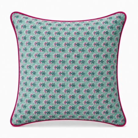 Housse de coussin carré block print Mini Roseau
