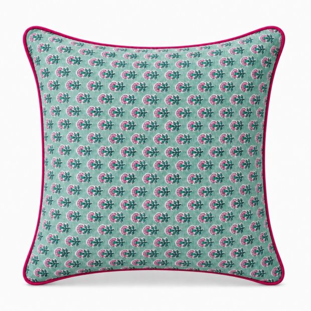 Housse de coussin carré block print Mini Roseau