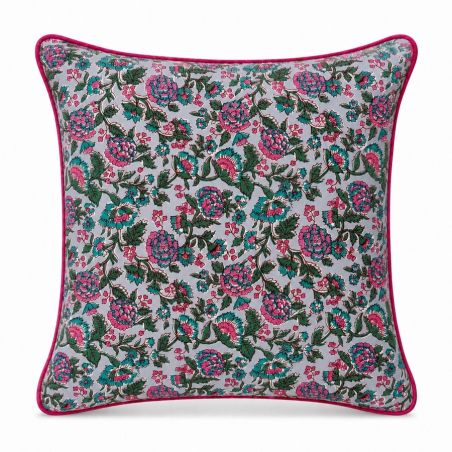 Housse de coussin carré block print Mini Roseau