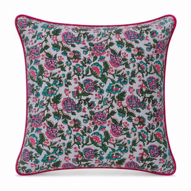 Housse de coussin carré block print Mini Roseau