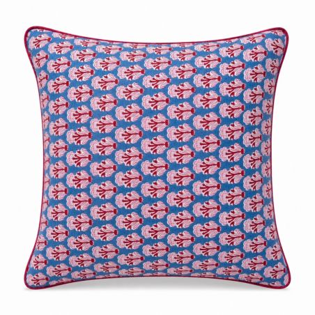 Housse de coussin carré block print Grenat Floral