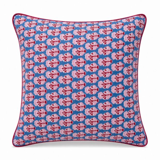 Housse de coussin carré block print Grenat Floral