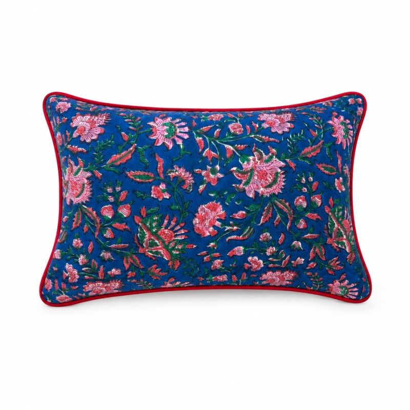 Housse de coussin petit rectangle block print Nuit