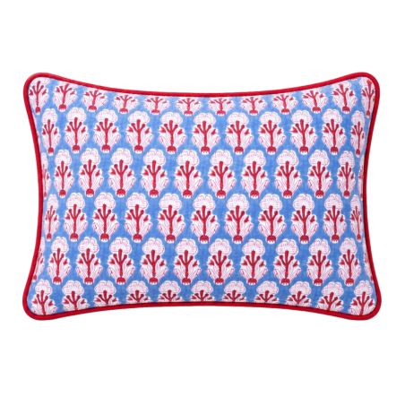 Housse de coussin petit rectangle block print Grenat Floral