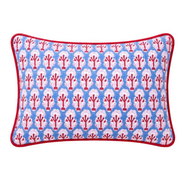 Housse de coussin petit rectangle block print Grenat Floral