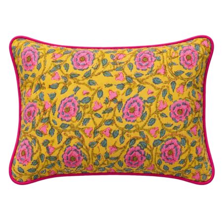 Housse de coussin petit rectangle block print Jardin